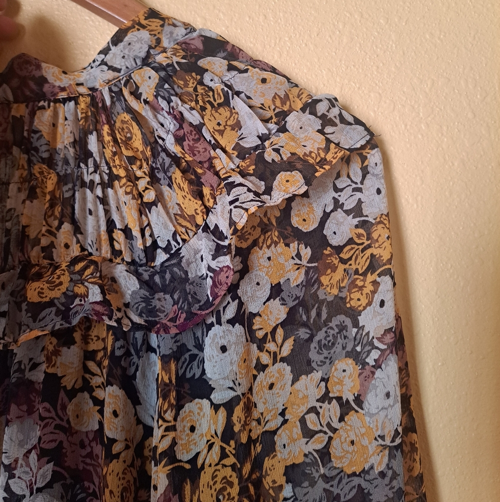 Mango Brown and Yellow Ruffled Tiered Sundress - Picture 11 of 16